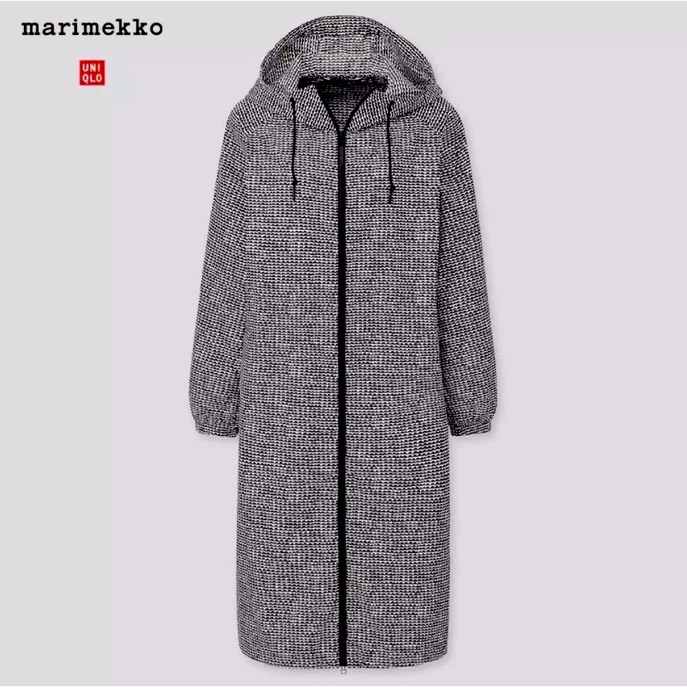 Uniqlo x Marimekko Women Packable Long Parka Jacket Coat Black & White XS NWT